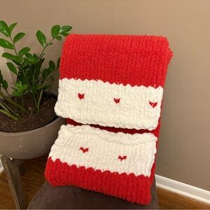 Red and White Knit Blanket
